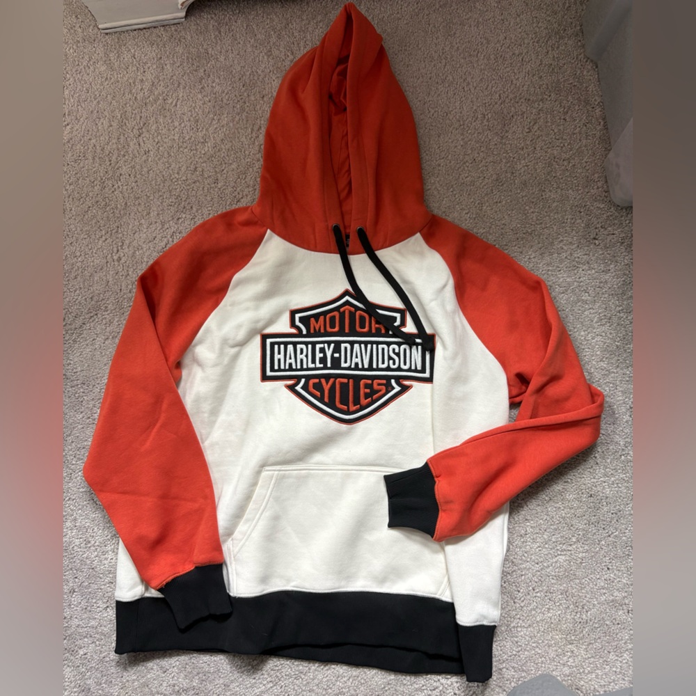 Harley-Davidson women’s  orange and White Hoodie